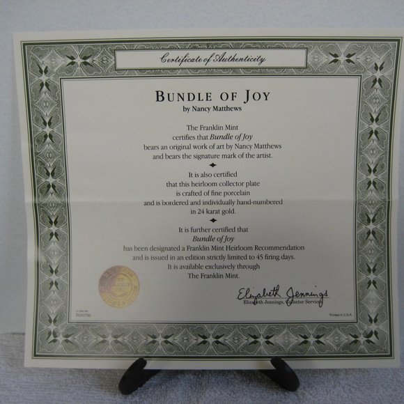 Franklin Mint Heirloom Cat Plate, "Bundle of Joy", limited edition, HT1278 - Picture 3 of 3